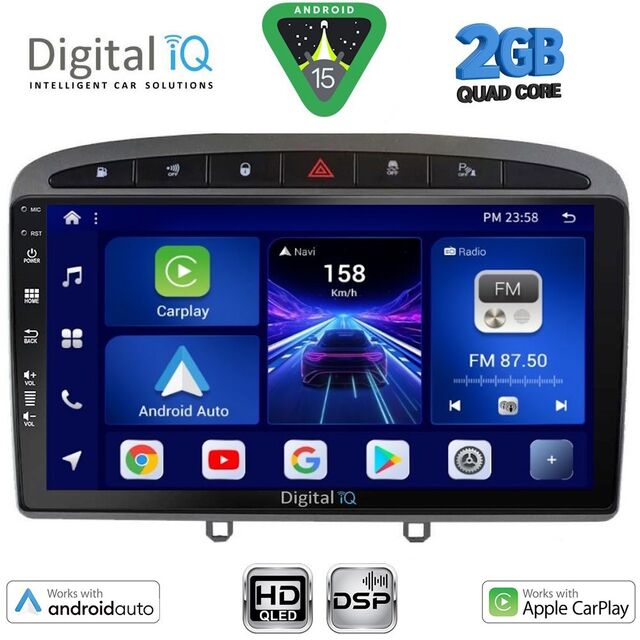 DIGITAL IQ BXC 3513GR_CPAA (9inc) MULTIMEDIA TABLET for PEUGEOT 308 mod.2007-2012 - RCZ mod.2009-2015 (GREY)