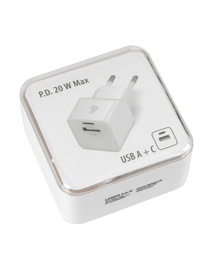 ΦΟΡΤΙΣΤΗΣ ME OIKIAKH ΠΡΙΖΑ 220/240V 20W  ΜΕ 2 ΘΥΡΕΣ USB (A+C) LAMPA - 1 ΤΕΜ.