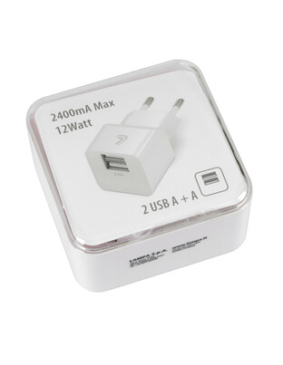 ΦΟΡΤΙΣΤΗΣ ME OIKIAKH ΠΡΙΖΑ 220/240V 12W 2400mA ΜΕ 2 ΘΥΡΕΣ USB (A+A) LAMPA - 1 ΤΕΜ