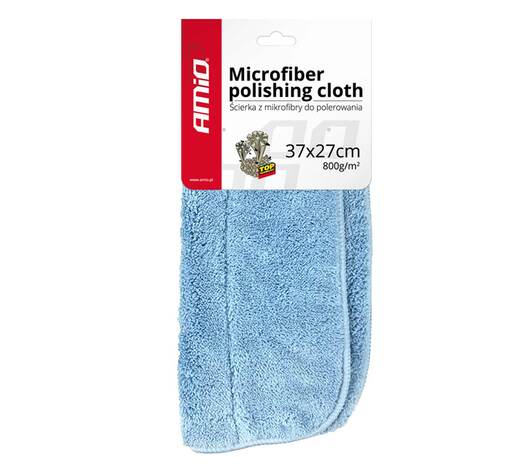 Amio - Πανί Μικροϊνών (Microfiber) για Γυάλισμα σε γαλάζιο χρώμα, διαστάσεων 37x27cm και εξαιρετικά υψηλής πυκνότητας 800g/m² για Επιβατικά Αυτοκίνητα - 1 τεμ. (01620/AM)