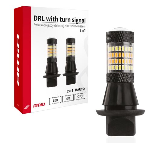 Amio - PY21W 12V BAU15s DRL 2 ΣΕ 1 ΛΕΥΚΟ/ΠΟΡΤΟΚΑΛΙ CAN-BUS 2x96 SMD 3014 2ΤΕΜ. (02451/AM)