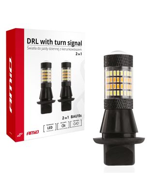 Amio - PY21W 12V BAU15s DRL 2 ΣΕ 1 ΛΕΥΚΟ/ΠΟΡΤΟΚΑΛΙ CAN-BUS 2x96 SMD 3014 2ΤΕΜ. (02451/AM)