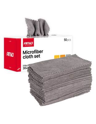 Amio - Σετ Πανιά Μικροϊνών (Microfiber) διαστάσεων 30x30cm με πυκνότητα 210g/m² σε συσκευασία 50 τεμαχίων για Επιβατικά Αυτοκίνητα και Οικιακή Χρήση - 50 τεμ. (04492/AM)