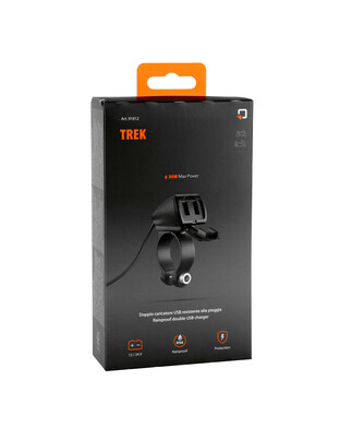 Αδιάβροχος Φορτιστής Κινητού Trek 12/24V 30W 5400mA της σειράς Optiline με 2 θύρες USB Type A, Καλώδιο 150 cm, Ακροδέκτες, Ασφάλεια Smart Chip, Αδιαβροχοποίηση IP66, συμβατό με Βάσεις Στήριξης, Θήκες ή Αντάπτορες Κινητού Optiline