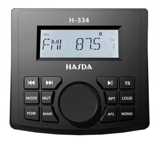 HASDA MP3 PLAYER H-334 4x50W ΜΕ ΡΑΔΙΟΦΩΝΟ/USB/BLUETOOTH (ΑΔΙΑΒΡΟΧΟ/ΜΑΥΡΟ)
