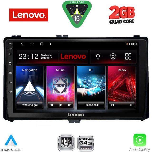 LENOVO LVD 2703A_CPA (9inc) MULTIMEDIA TABLET for TOYOTA AURIS mod. 2015-2021 – AYGO X mod. 2022-2026 – COROLLA mod. 2017-2019