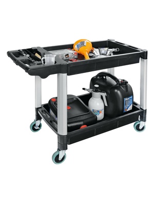 ΤΡΟΛΕΙ ΕΡΓΑΛΕΙΩΝ (TROLLEY) 2 ΕΠΙΠΕΔΩΝ ΜΕ 4 ΡΟΔΕΣ ΠΛΑΣΤΙΚΟ(PP)/ ΑΛΟΥΜΙΝΙΟ ΓΙΑ ΑΠΟΘΗΚΕΥΣΗ ΚΑΙ ΜΕΤΑΦΟΡΑ