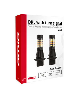 Amio - PY21W 12V BAU15s DRL 2 ΣΕ 1 ΛΕΥΚΟ/ΠΟΡΤΟΚΑΛΙ CAN-BUS 2x96 SMD 3014 2ΤΕΜ. (02451/AM)