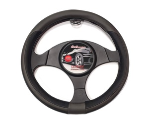 CarCommerce - ΚΑΛΥΜΜΑ ΤΙΜΟΝΙΟΥ LUXURY 37-39,5 cm (ΜΑΥΡΟ/ΓΚΡΙ ΔΕΡΜΑΤΙΝΗ) - 1 τεμ. (42422-CC)