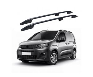ΜΠΑΡΕΣ ΟΡΟΦΗΣ ΓΙΑ  OPEL COMBO / PEUGEOT PARTNER / RIFTER 2019+ ΠΑΡΑΛΛΗΛΕΣ ΑΛΟΥΜΙΝΙΟΥ L1 ΜΑΥΡΕΣ ΟMTEC - 2 TEM.