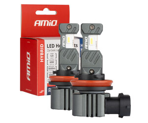 Amio - ΛΑΜΠΕΣ LED H8/H9/H11/H16 12V 60W 6.000K 5.600lm +400% LED CAN-BUS HYBRID SERIES - 2 ΤΕΜ. (04116/AM)