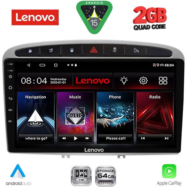 LENOVO LVD 2513SL_CPA (9inc) MULTIMEDIA TABLET for PEUGEOT 308 mod. 2007-2012 - RCZ mod. 2009-2015 (SILVER)