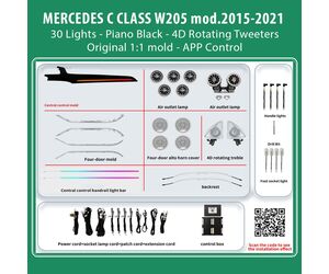 DIQ AMBIENT MERCEDES C BC10M7 (Digital iQ Ambient Light for Mercedes C (W205) mod. 2015-2021 with 30 Lights, Piano Black)