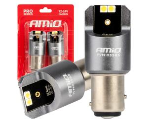 Amio - ΛΑΜΠΑΚΙΑ P21/5W BAY15d 12/24V 6.000K 4xSMD LED CAN-BUS ΛΕΥΚΟ PRO SERIES - 2 Τεμ. (03585/AM)