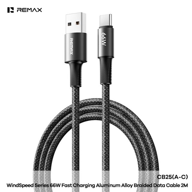 REMAX CB25-AC BLACK 66W FAST CHARGING CABLE (USB-A to USB-C)