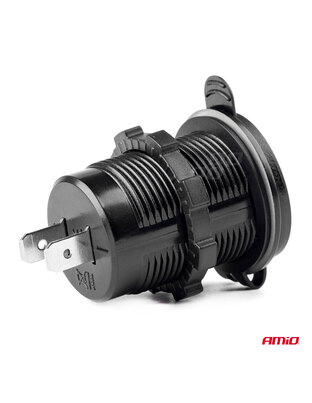 Amio - ΠΡΙΖΑ ΦΟΡΤΙΣΤΗΣ USB + TYPE C QUICK CHARGE 12/24V Φ37mmX51mm MOD-08 - 1 τεμ. (02858/AM)