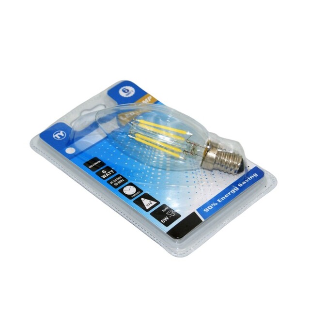 LED ΛΑΜΠΑ E14/6W/600Lm/6000K C37-6W-6K