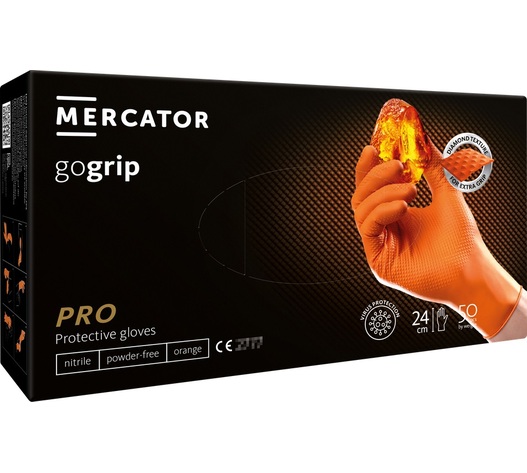 Amio - ΓΑΝΤΙΑ ΝΙΤΡΙΛΙΟΥ MERCATOR GOGRIP ΣΕ ΠΟΡΤΟΚΑΛΙ ΧΡΩΜΑ XLARGE (XL) - 50 ΤΕΜ. (MER20337/AM)