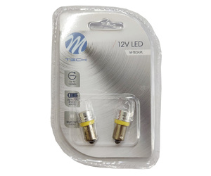 T4W 12V 1W BA9s (ΜΙΝΙΟΝ) LED 1xHP ΚΙΤΡΙΝΗ BLISTER  M-TECH -2ΤΕΜ.