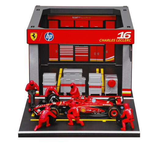 ΜΙΝΙΑΤΟΥΡΕΣ PIT STOP FERRARI SF-24 LECLERC 1:43 BURAGO LAMPA 1ΤΕΜ.