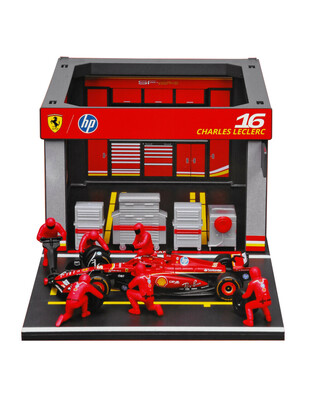 ΜΙΝΙΑΤΟΥΡΕΣ PIT STOP FERRARI SF-24 LECLERC 1:43 BURAGO LAMPA 1ΤΕΜ.