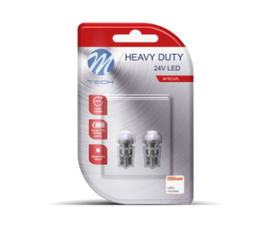 T10 W5W 24V W1,2x9,5d OSRAM LED 1xSMD2835 ΛΕΥΚΟ (ΚΑΡΦΩΤΟ ΑΚΑΛΥΚΟ) HEAVY DUTY BLISTER 2ΤΕΜ. M-TECH