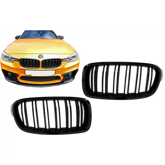 Μάσκες καρδιές μαύρο γυαλιστερό M4 Look - Bmw F30 F31 (2011-2019) Διπλή ρίγα M Design
