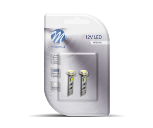 T10 W5W 12V W2,1x9,5d LED 3xSMD5050 ΛΕΥΚΟ (ΚΑΡΦΩΤΟ CAN-BUS) BLISTER 2ΤΕΜ. M-TECH