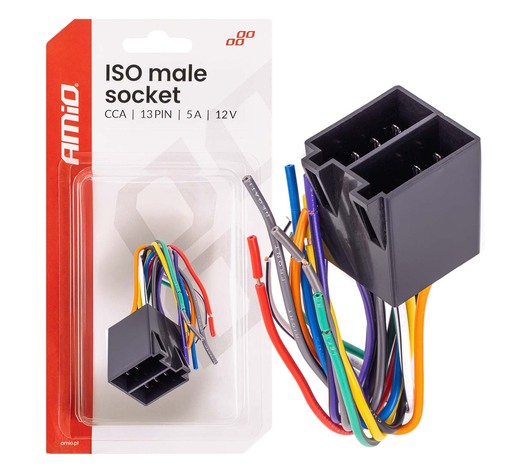 Amio – Φίσα ISO 13PIN Αρσενική CCA 12V 5A για Σταθερή Σύνδεση & Αξιόπιστη Λειτουργία Φωτισμού – 1 Τεμ. (04445/AM)