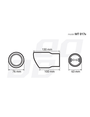 Amio - Άκρο Εξάτμισης Μαύρο Ματ 130x76mm για Απολήξεις Φ43 έως 62mm από Ανοξείδωτο Χάλυβα για Βελτίωση Εμφάνισης και Ήχου Αυτοκινήτου - 1 τεμ. (01317/AM)