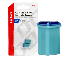 Amio - ΑΣΦΑΛΕΙΕΣ JapVal PAL ΜICRO 11mm ΘΗΛΥΚΕΣ 20A ΣΕ ΓΑΛΑΖΙΟ ΧΡΩΜΑ - 2 Τεμ. (03458/AM)