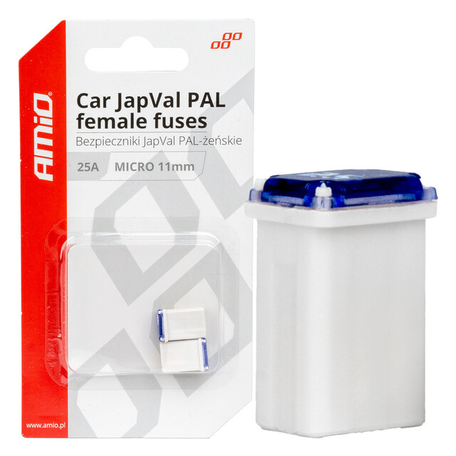 Amio - ΑΣΦΑΛΕΙΕΣ JapVal PAL ΜICRO 11mm ΘΗΛΥΚΕΣ 25A ΣΕ ΛΕΥΚΟ ΧΡΩΜΑ - 2 Τεμ. (03459/AM)