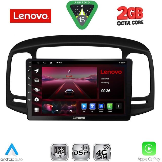 LENOVO LVF 5249BL_CPA (9inc) MULTIMEDIA TABLET for HYUNDAI ACCENT mod. 2005-2012 (BLACK)