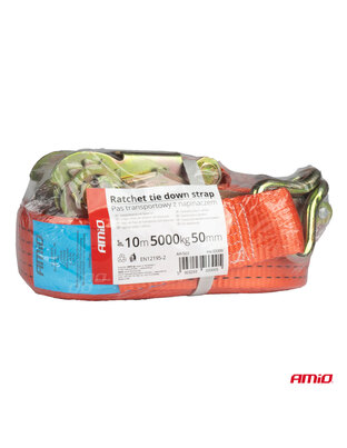 Amio - ΙΜΑΝΤΑΣ ΔΕΣΙΜΑΤΟΣ ΜΕ ΚΑΣΤΑΝΙΑ ΚΑΙ ΜΕΤΑΛΛΙΚΟΥΣ ΓΑΝΤΖΟΥΣ 10m/50mm 5000kg ΚΟΚΚΙΝΟΣ - 1 ΤΕΜ. (03300/AM)