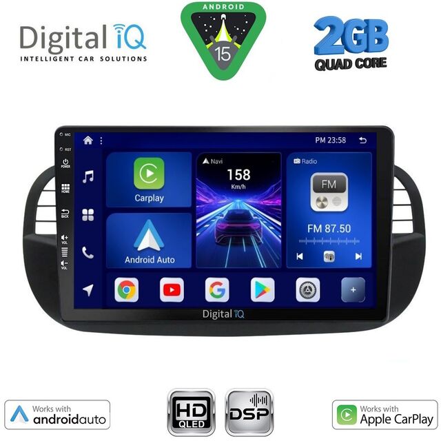 DIGITAL IQ BXC 3130BL_CPAA (9inc) MULTIMEDIA TABLET for FIAT 500 mod. 2007-2015 (BLACK)