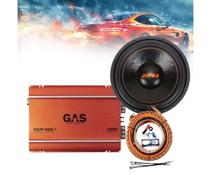 GAS-1CHPACK7 Πλήρες ηχοσύστημα μπάσου 12” Gas Audio και δώρο kit καλωδίωσης