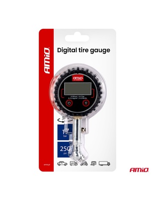 AMiO - Μετρητής Πίεσης Αέρα Ελαστικών Ψηφιακός max 17 Bar με Περιστρεφόμενη Κεφαλή και Βαλβίδα Εκτόνωσης - 1 Τεμ. (04464/AM)