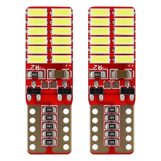 Amio - Λάμπες LED T10 W5W Καρφωτές 12/24V 2.2W 5600K με 24 SMD 4014 CANBUS για Φώτα Θέσης Πινακίδας & Εσωτερικού Φωτισμού με Ισχυρό Λευκό Φως και Χωρίς Σφάλματα - 1 Σετ (01287/AM)