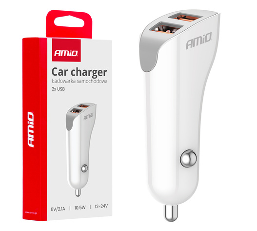 Amio - ΦΟΡΤΙΣΤΗΣ ΑΝΑΠΤΗΡΑ 12/24V ΜΕ 2 ΘΥΡΕΣ 2xUSB 10.5W 5V/2.1A ΛΕΥΚΟ - 1 Τεμ. (03874/AM)