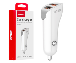 Amio - ΦΟΡΤΙΣΤΗΣ ΑΝΑΠΤΗΡΑ 12/24V ΜΕ 2 ΘΥΡΕΣ 2xUSB 10.5W 5V/2.1A ΛΕΥΚΟ - 1 Τεμ. (03874/AM)
