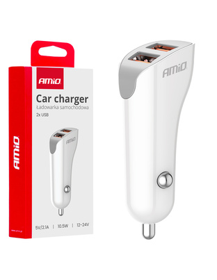 Amio - ΦΟΡΤΙΣΤΗΣ ΑΝΑΠΤΗΡΑ 12/24V ΜΕ 2 ΘΥΡΕΣ 2xUSB 10.5W 5V/2.1A ΛΕΥΚΟ - 1 Τεμ. (03874/AM)