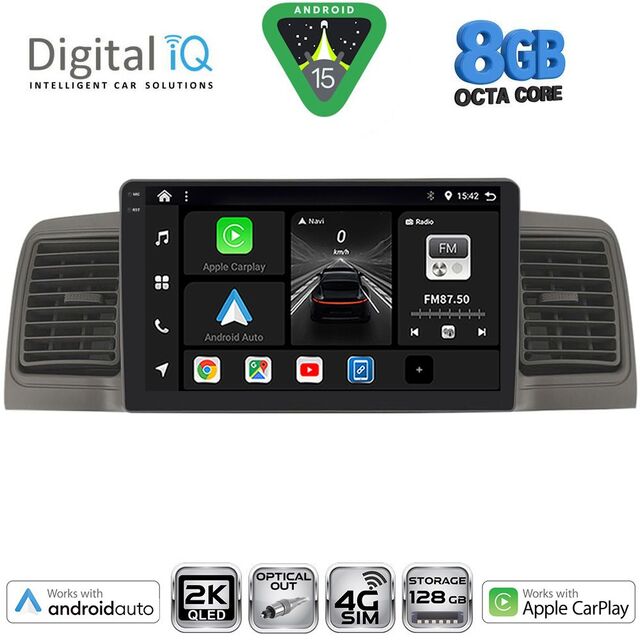 DIGITAL IQ BXK 20712GR_CPAA (9inc) MULTIMEDIA TABLET for TOYOTA COROLLA mod. 2001-2006 (GREY)