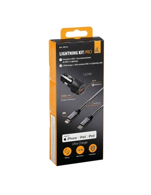 ΦΟΡΤΙΣΤΗΣ ΑΝΑΠΤΗΡΑ ΜΕ 2 USB ΚΑΙ ΚΑΛΩΔΙΟ ΦΟΡΤΙΣΗΣΚΑΙΣΥΓΧΡΟΝΙΣΜΟΥ 100cm APPLE LIGHTING KIT PRO 18W 12/24V