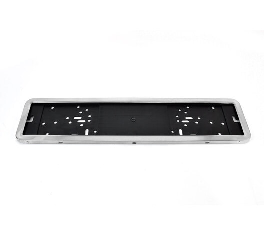 Amio - Πλαστικό Πλαίσιο Πινακίδας Κυκλοφορίας Inox Silver Εφέ Κουμπωτό με Τελάρο 53 x 12 cm για Εμπρός και Πίσω Πινακίδα Αυτοκινήτου - 1 τεμ. (01300/AM)