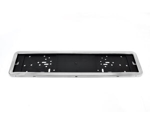 Amio - Πλαστικό Πλαίσιο Πινακίδας Κυκλοφορίας Inox Silver Εφέ Κουμπωτό με Τελάρο 53 x 12 cm για Εμπρός και Πίσω Πινακίδα Αυτοκινήτου - 1 τεμ. (01300/AM)