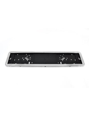 Amio - Πλαστικό Πλαίσιο Πινακίδας Κυκλοφορίας Inox Silver Εφέ Κουμπωτό με Τελάρο 53 x 12 cm για Εμπρός και Πίσω Πινακίδα Αυτοκινήτου - 1 τεμ. (01300/AM)