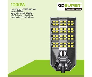 GDSUPER ΗΛΙΑΚΟΣ ΠΡΟΒΟΛΕΑΣ ΔΡΟΜΟΥ 1000W 6500K GD-01-1000W