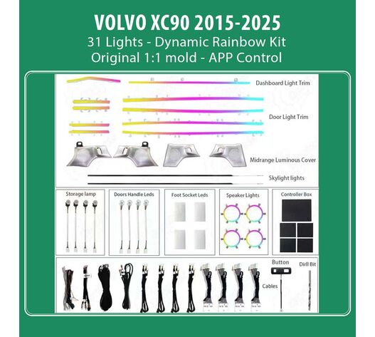 DIQ AMBIENT VOLVO XC90 DR mod. 2015-2024 (Digital iQ Ambient Light for VOLVO XC90 mod. 2015-2024 with 31 Lights)
