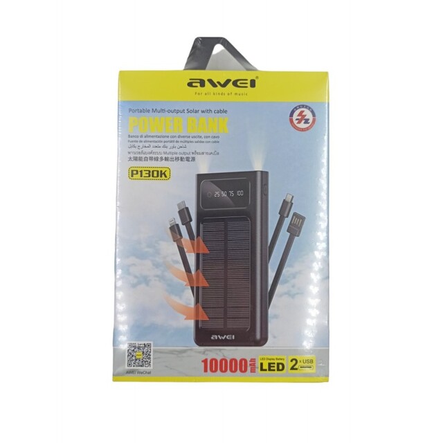 POWER BANK 10.000mAh ΜΕ ΗΛΙΑΚΟ ΠΑΝΕΛ P130K