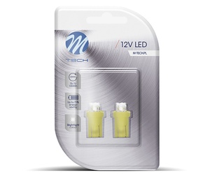 T10 W5W 12V W2,1x9,5d LED 4xFlux 3mm ΚΙΤΡΙΝΟ ΔΙΑΘΛΑΣΗΣ (ΚΑΡΦΩΤΟ ΑΚΑΛΥΚΟ) BLISTER 2ΤΕΜ. M-TECH